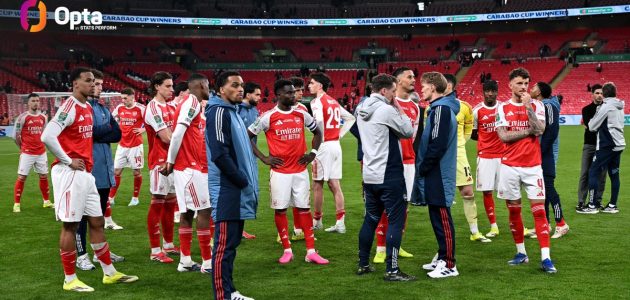 خسر أرسنال مبارياته الأربع الأخيرة في نهائي كأس كاراباو بعد هزيمته أمام مانشستر سيتي 2-0